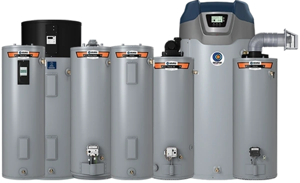 Water heaters displayed by AC Plumbing Supply